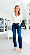 Smooth Move Mid Rise Ankle Straight Jean-190 Denim-Risen-Coastal Bloom Boutique, find the trendiest versions of the popular styles and looks Located in Indialantic, FL