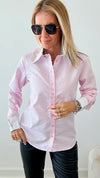 Ladies Two Button Collar French Cuff Pink Shirt-130 Long Sleeve Tops-Grenouille-Coastal Bloom Boutique, find the trendiest versions of the popular styles and looks Located in Indialantic, FL