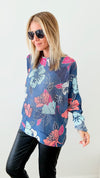 Italian St Tropez Hibiscus Sweater-140 Sweaters-Germany-Coastal Bloom Boutique, find the trendiest versions of the popular styles and looks Located in Indialantic, FL