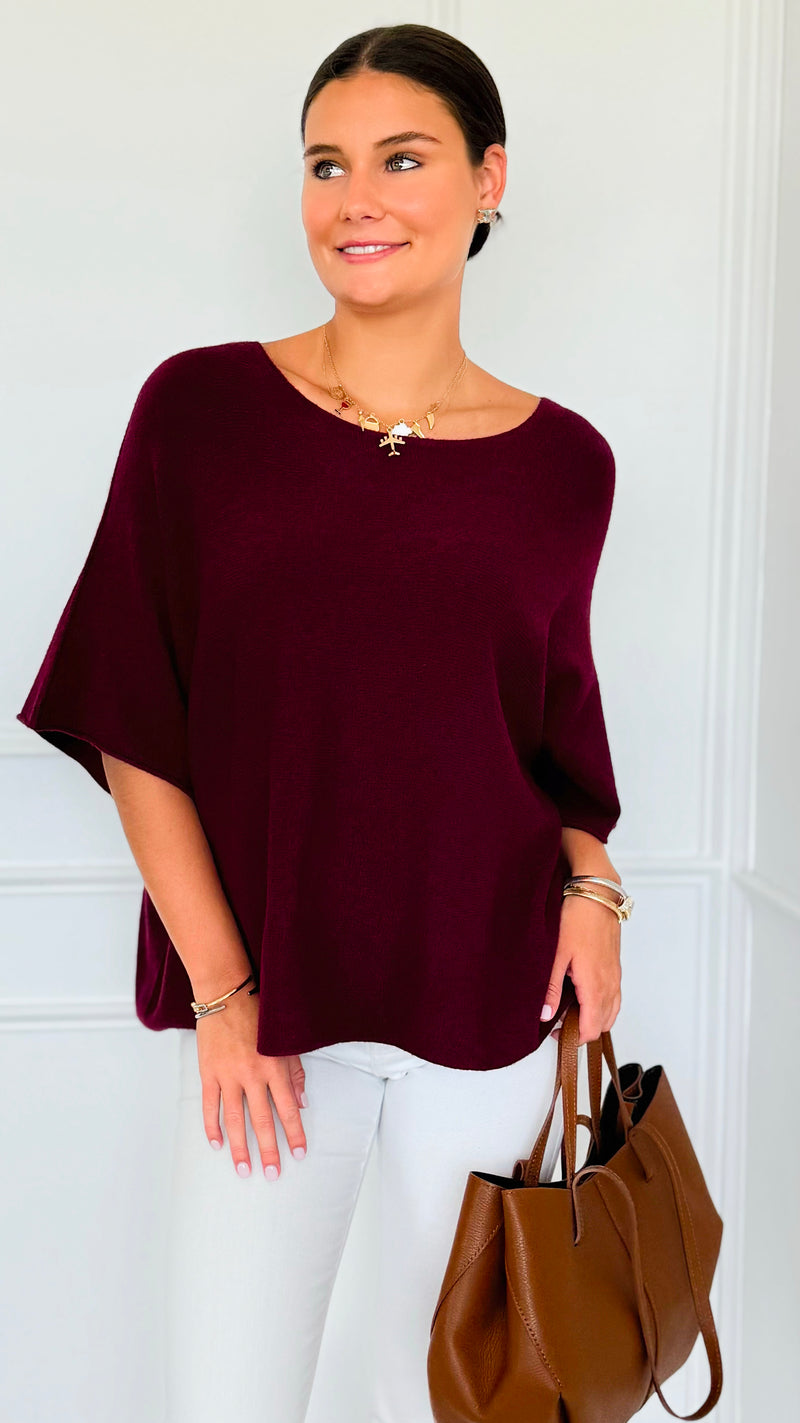 Winter in Amalfi Italian Top - Wine-140 Sweaters-Italianissimo-Coastal Bloom Boutique, find the trendiest versions of the popular styles and looks Located in Indialantic, FL