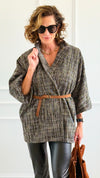 Luxe Belted Italian Jacket-160 Jackets-AZUL MONACO-Coastal Bloom Boutique, find the trendiest versions of the popular styles and looks Located in Indialantic, FL