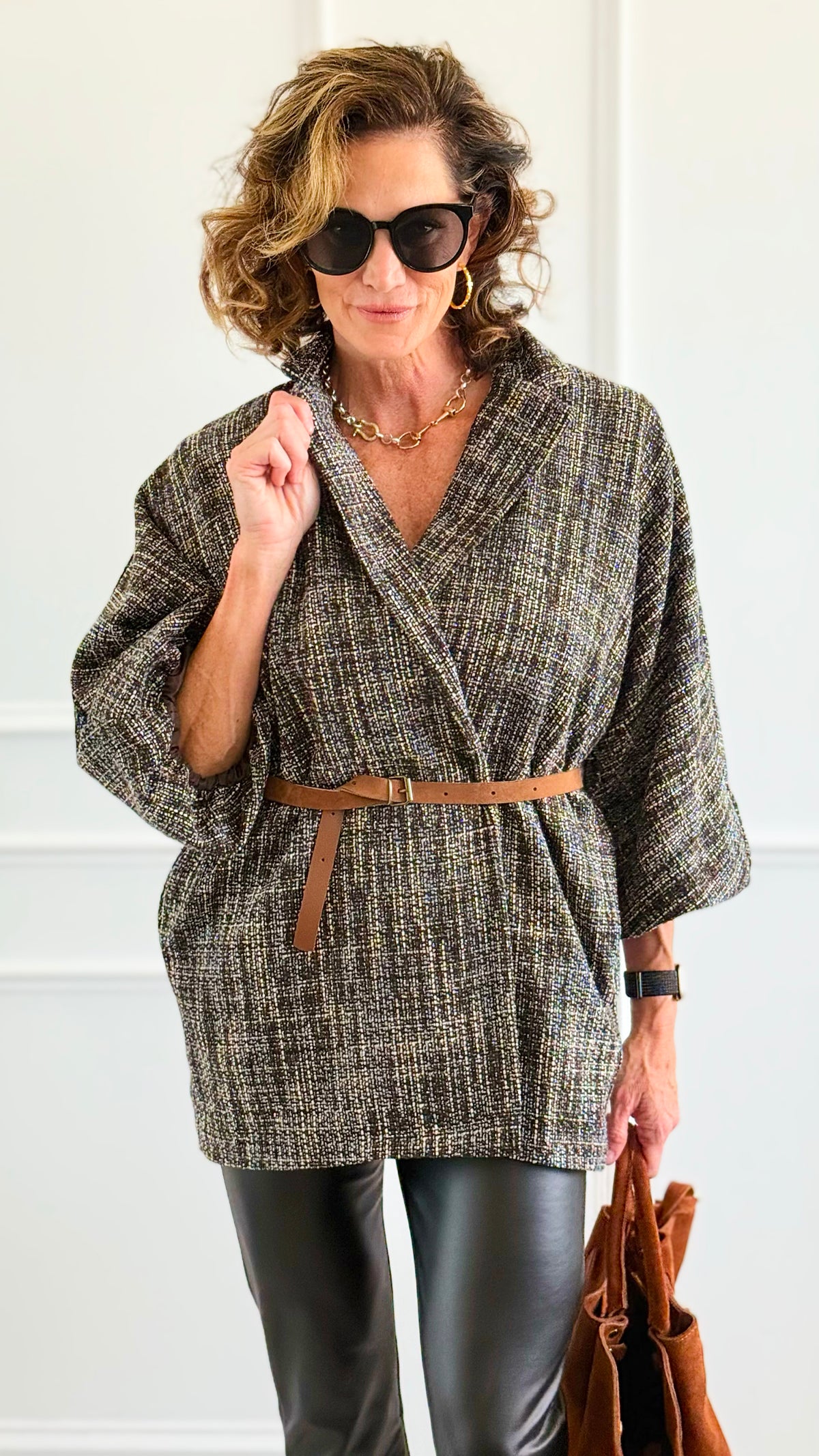 Luxe Belted Italian Jacket-160 Jackets-AZUL MONACO-Coastal Bloom Boutique, find the trendiest versions of the popular styles and looks Located in Indialantic, FL