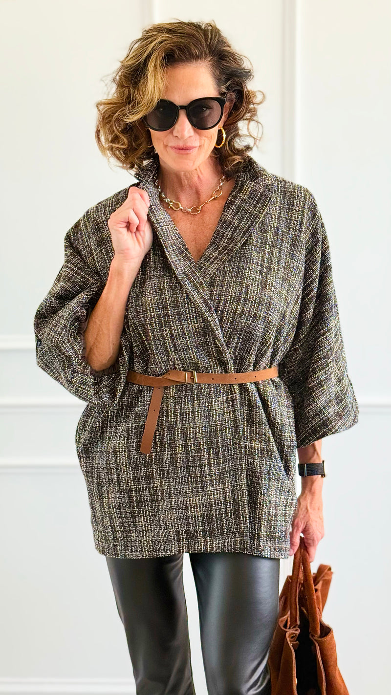 Luxe Belted Italian Jacket-160 Jackets-AZUL MONACO-Coastal Bloom Boutique, find the trendiest versions of the popular styles and looks Located in Indialantic, FL