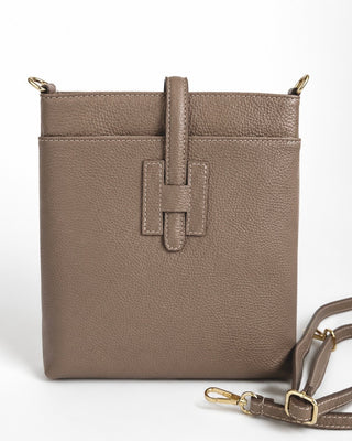Heritage Leather Italian Crossbody Bag - Taupe
