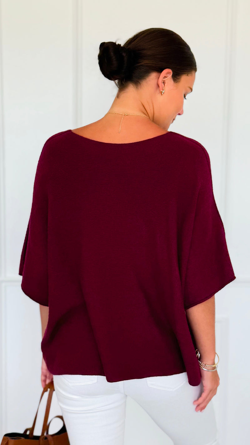Winter in Amalfi Italian Top - Wine-140 Sweaters-Italianissimo-Coastal Bloom Boutique, find the trendiest versions of the popular styles and looks Located in Indialantic, FL