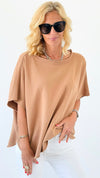 Eileen Relaxed Everyday Lounge Top - Mocha-110 Short Sleeve Tops-Mono B-Coastal Bloom Boutique, find the trendiest versions of the popular styles and looks Located in Indialantic, FL