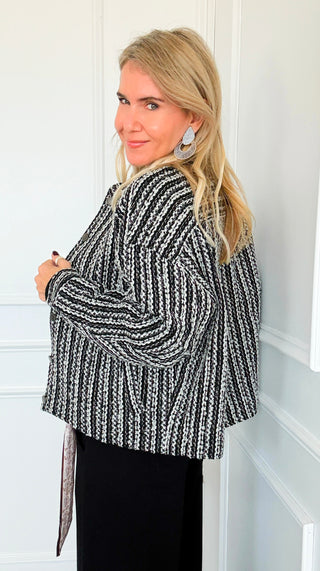 Bouclé Button Jacket - Black