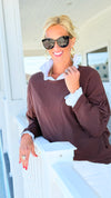 Everyday Essentials Horizontal Rib Top - Brown-110 Long Sleeve Tops-Zenana-Coastal Bloom Boutique, find the trendiest versions of the popular styles and looks Located in Indialantic, FL