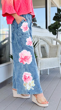 Vintage Blossom Corduroy Pants