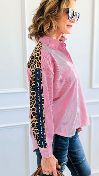 Wild Remix Button Down Top-110 Long Sleeve Tops-JODIFL-Coastal Bloom Boutique, find the trendiest versions of the popular styles and looks Located in Indialantic, FL