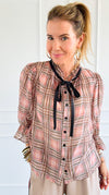 Whispers in Tartan Top-130 Long Sleeve Tops-VOY-Coastal Bloom Boutique, find the trendiest versions of the popular styles and looks Located in Indialantic, FL