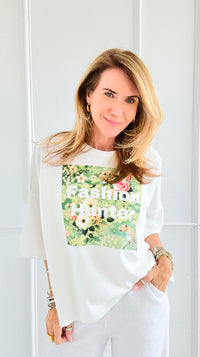 CB Custom - Fashion Hunter in Bloom Scuba Top-110 Short Sleeve Tops-EC COLLECTION INC / HOLLY-Coastal Bloom Boutique, find the trendiest versions of the popular styles and looks Located in Indialantic, FL