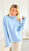 Winter Hush Pocket Turtleneck Sweater-140 Sweaters-Rousseau-Coastal Bloom Boutique, find the trendiest versions of the popular styles and looks Located in Indialantic, FL