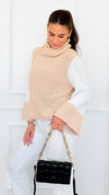 Two-Tone Turtleneck Flare Sleeve Sweater-140 Sweaters-ROUSSEAU-Coastal Bloom Boutique, find the trendiest versions of the popular styles and looks Located in Indialantic, FL