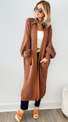 Sugar High Long Italian Cardigan- Deep Camel-150 Cardigans/Layers-Italianissimo-Coastal Bloom Boutique, find the trendiest versions of the popular styles and looks Located in Indialantic, FL