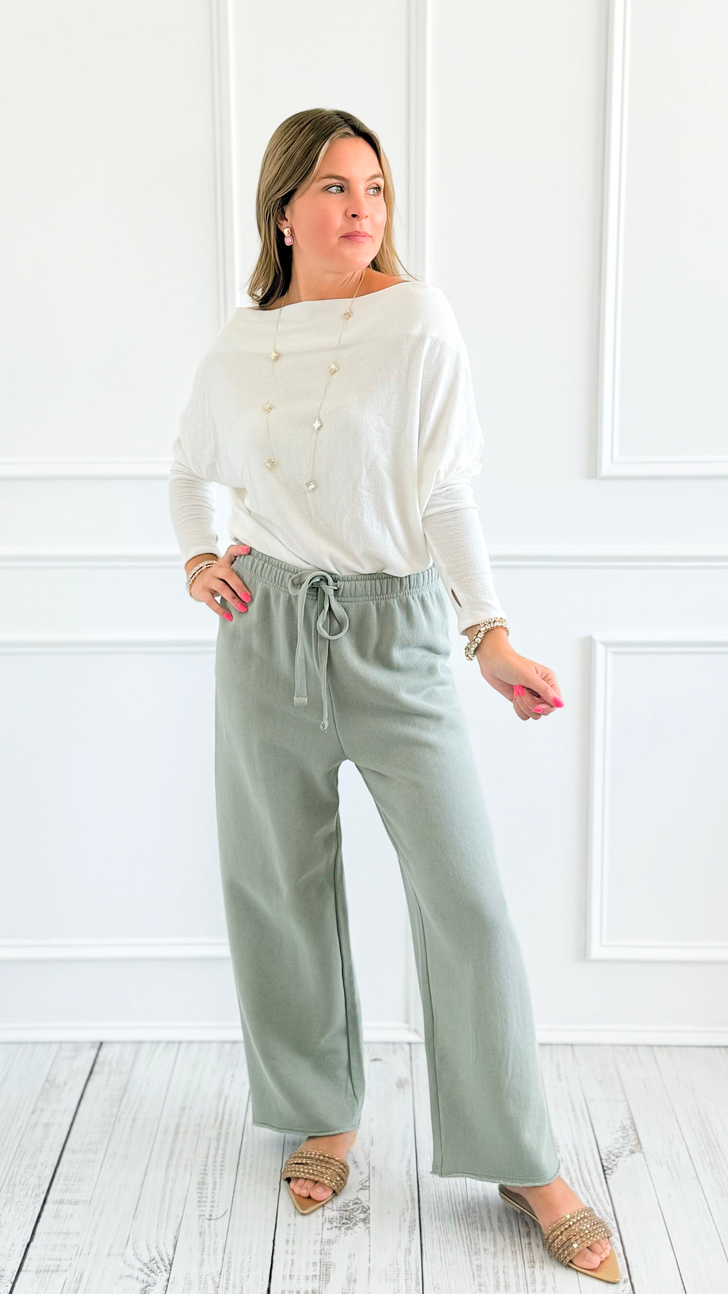 Eileen Cozy Lounge Pant - Sage-100 Pants-Mono B-Coastal Bloom Boutique, find the trendiest versions of the popular styles and looks Located in Indialantic, FL