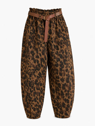 Leopard Barrel Belted Italian Pant