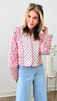 Sweet Caroline Paisley Quilted Cropped Jacket-160 Jackets-SUNDAYUP-Coastal Bloom Boutique, find the trendiest versions of the popular styles and looks Located in Indialantic, FL