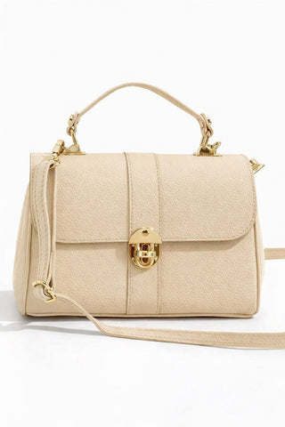 Italian Genuine La Contessa Top-Handle Bag - Beige