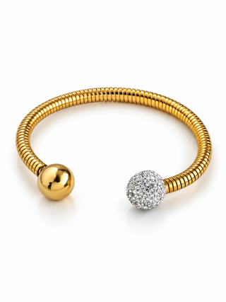 Stainless Steel Vulgari Micropave Tip Cuff Bracelet