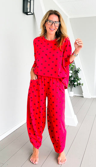 La Spezia Polka Dot Italian Barrel Cotton Set- Red
