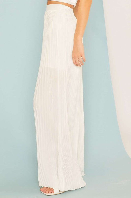 Pleats Elastic Pants - White-170 Bottoms-Main Strip-Coastal Bloom Boutique, find the trendiest versions of the popular styles and looks Located in Indialantic, FL
