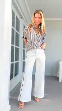 Line Up Denim Pants - White