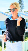 Off-Duty Boatneck Fleece Sweatshirt - Black-110 Long Sleeve Tops-Zenana-Coastal Bloom Boutique, find the trendiest versions of the popular styles and looks Located in Indialantic, FL