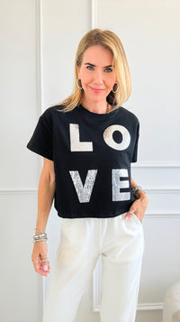 Custom CB LOVE T-Shirt - Black-110 Short Sleeve Tops-Holly / in2you-Coastal Bloom Boutique, find the trendiest versions of the popular styles and looks Located in Indialantic, FL