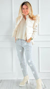 Pearl Petals Italian Denim Pant-100 Pants-DIPINTO DI BLU-Coastal Bloom Boutique, find the trendiest versions of the popular styles and looks Located in Indialantic, FL