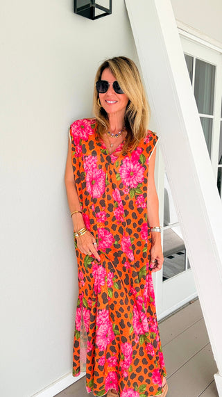 Fierce in Florals Italian Lurex Dress