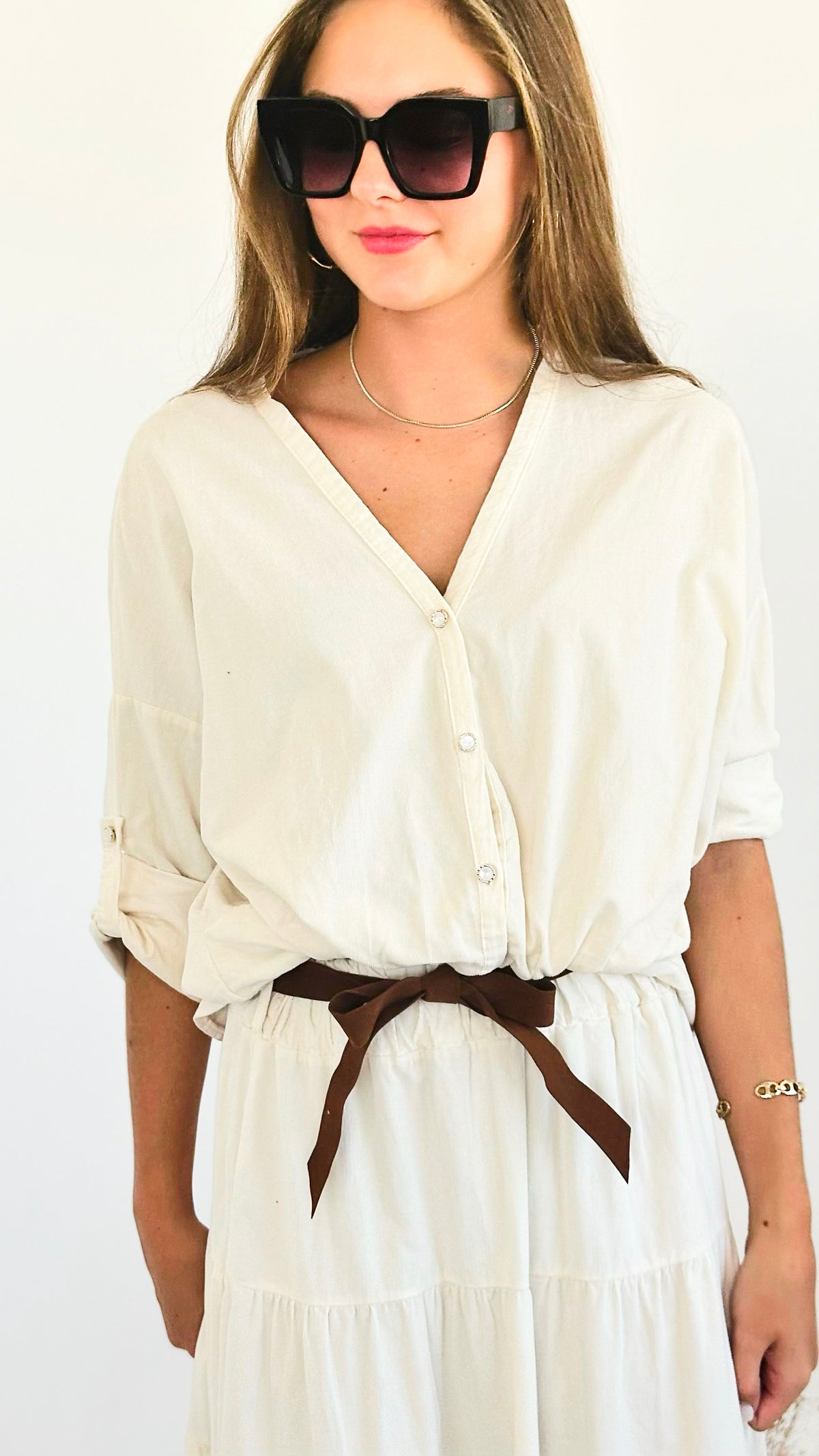 Harvest Italian Blouse- Ivory-130 Long sleeve top-Italianissimo-Coastal Bloom Boutique, find the trendiest versions of the popular styles and looks Located in Indialantic, FL