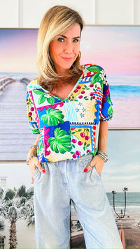 Tropical Printed Top-110 Short Sleeve Tops-Lovely Melody-Coastal Bloom Boutique, find the trendiest versions of the popular styles and looks Located in Indialantic, FL