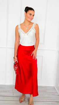 Isabella Italian Skirt- Red-170 Bottoms-SEE YOU IN ROME-Coastal Bloom Boutique, find the trendiest versions of the popular styles and looks Located in Indialantic, FL