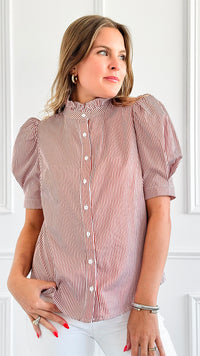 Classic Charm Puff Sleeve Top - Rust-110 Short Sleeve Tops-SUGARLIPS-Coastal Bloom Boutique, find the trendiest versions of the popular styles and looks Located in Indialantic, FL