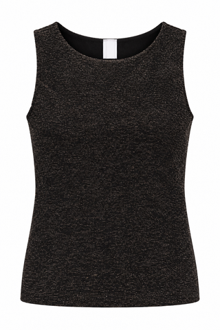 Seamless Shimmer Fitted Tank Top - Black