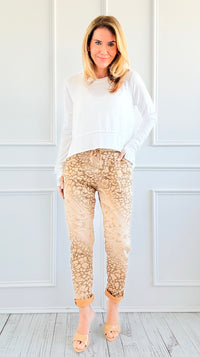 Wish List Animal Print Italian Joggers- Camel-180 Joggers-Italianissimo-Coastal Bloom Boutique, find the trendiest versions of the popular styles and looks Located in Indialantic, FL