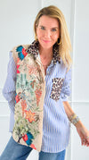 Pre Auth - L'uccello Italian Blouse-110 Long Sleeve Tops-Italianissimo-Coastal Bloom Boutique, find the trendiest versions of the popular styles and looks Located in Indialantic, FL