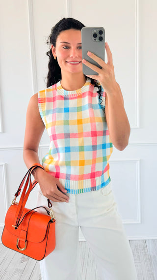 Pastel Plaid Sweater Top