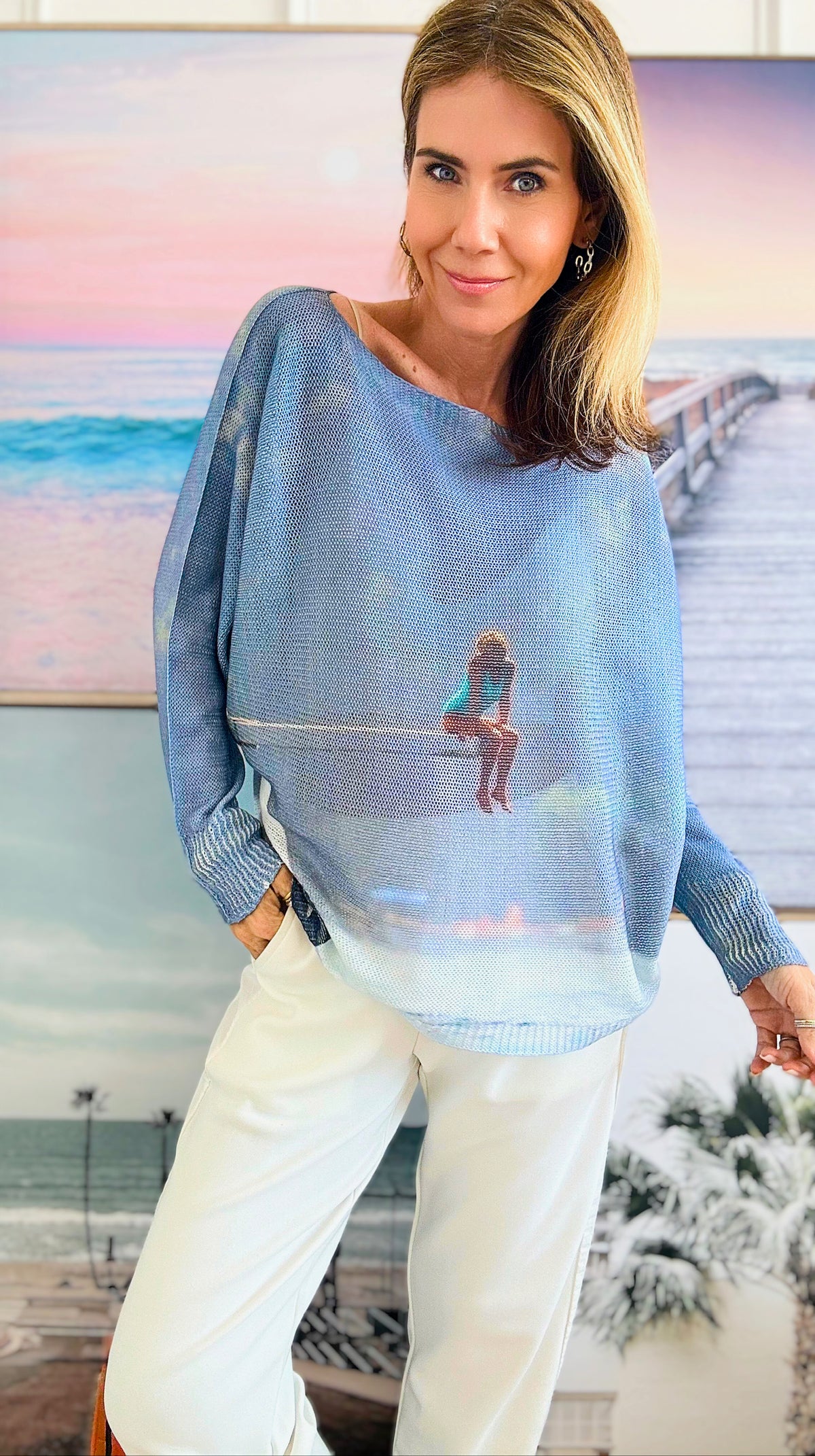 It Girl Italian St Tropez Sweater-140 Sweaters-Italianissimo-Coastal Bloom Boutique, find the trendiest versions of the popular styles and looks Located in Indialantic, FL