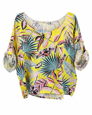 Palm & Paradise Linen Italian Top
