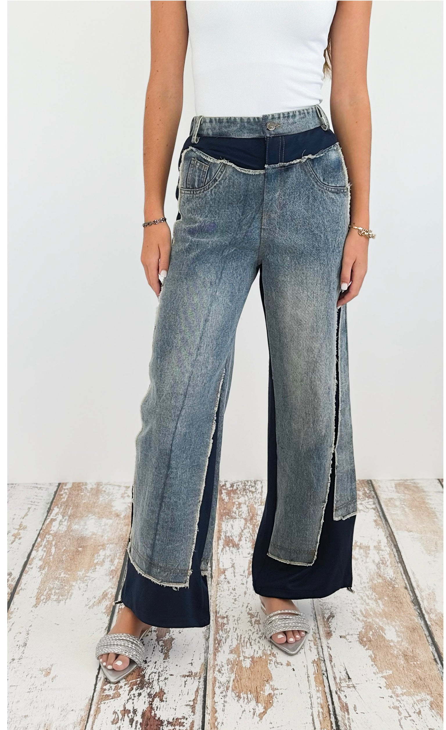 Duo Layer Straight Jeans-170 Bottoms-Hot & Delicious-Coastal Bloom Boutique, find the trendiest versions of the popular styles and looks Located in Indialantic, FL