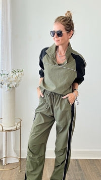 Two Ways Top & Pants Parachute Tracksuits-210 Loungewear/Sets-NO VACANCY-Coastal Bloom Boutique, find the trendiest versions of the popular styles and looks Located in Indialantic, FL