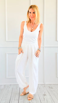 Easy Living Italian Pant - White-170 Bottoms-Tempo-Coastal Bloom Boutique, find the trendiest versions of the popular styles and looks Located in Indialantic, FL
