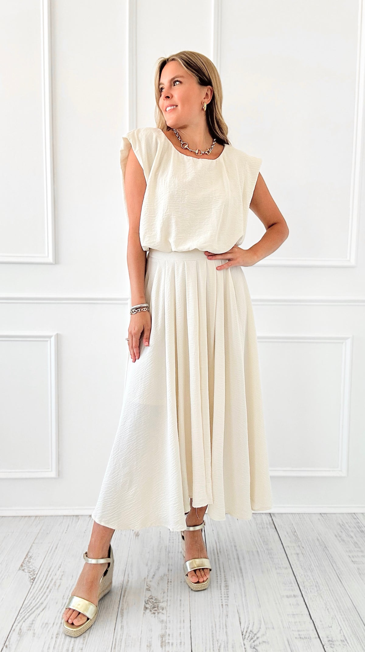 Cloud Drape Midi Skirt Set-170 Bottoms-Blu Pepper-Coastal Bloom Boutique, find the trendiest versions of the popular styles and looks Located in Indialantic, FL