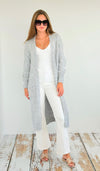 Lemon Italian Long Cardigan- Grey-150 Cardigan Layers-Italianissimo-Coastal Bloom Boutique, find the trendiest versions of the popular styles and looks Located in Indialantic, FL