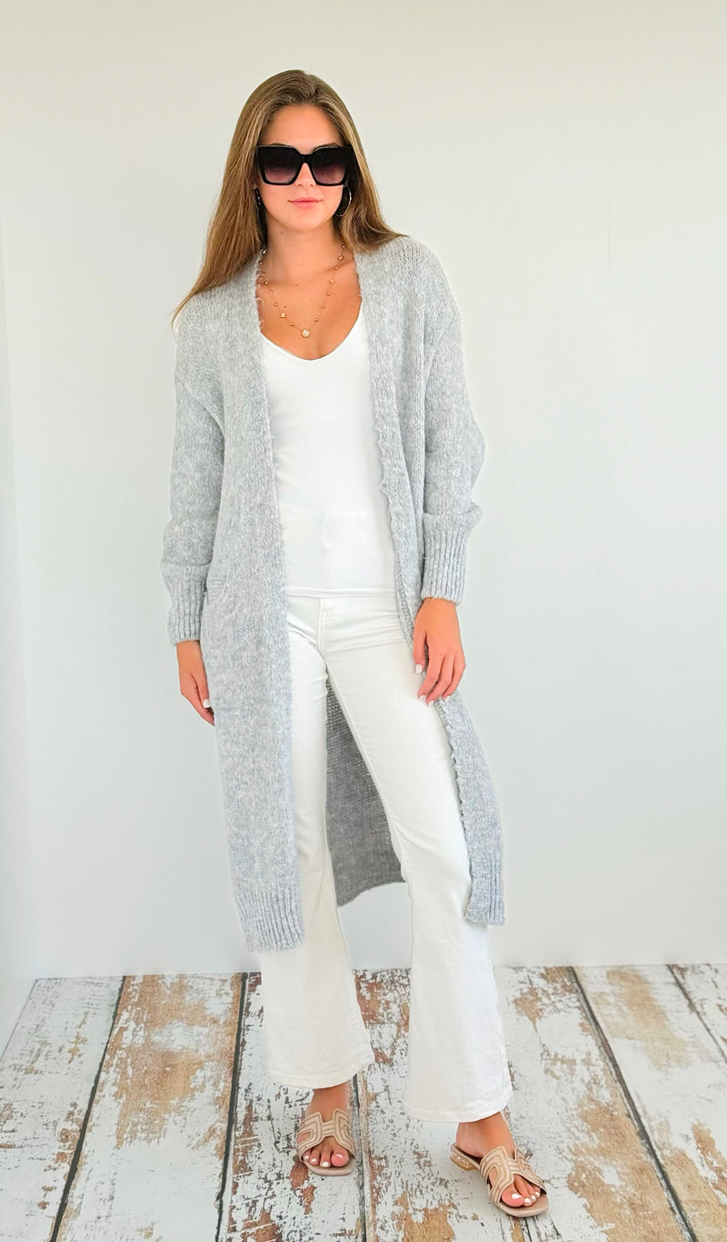 Lemon Italian Long Cardigan- Grey-150 Cardigan Layers-Italianissimo-Coastal Bloom Boutique, find the trendiest versions of the popular styles and looks Located in Indialantic, FL