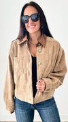 Plaid Collared Jacket- Tan/Camel-160 Jackets-Rousseau-Coastal Bloom Boutique, find the trendiest versions of the popular styles and looks Located in Indialantic, FL