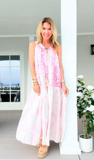 Island Air Italian Dress- Pink