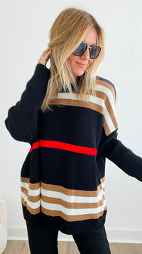Iconic Italian Knit Pullover Sweater - Black-140 Sweaters-Yolly-Coastal Bloom Boutique, find the trendiest versions of the popular styles and looks Located in Indialantic, FL